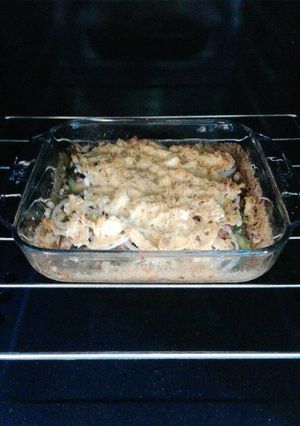 Una foto de Verduras con pollo gratinado
