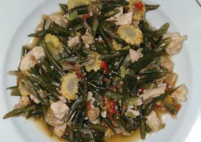 Langkah Mudah untuk Membuat Tumis kacang panjang, tahu, tempe, dan jagung manis simple Anti Gagal