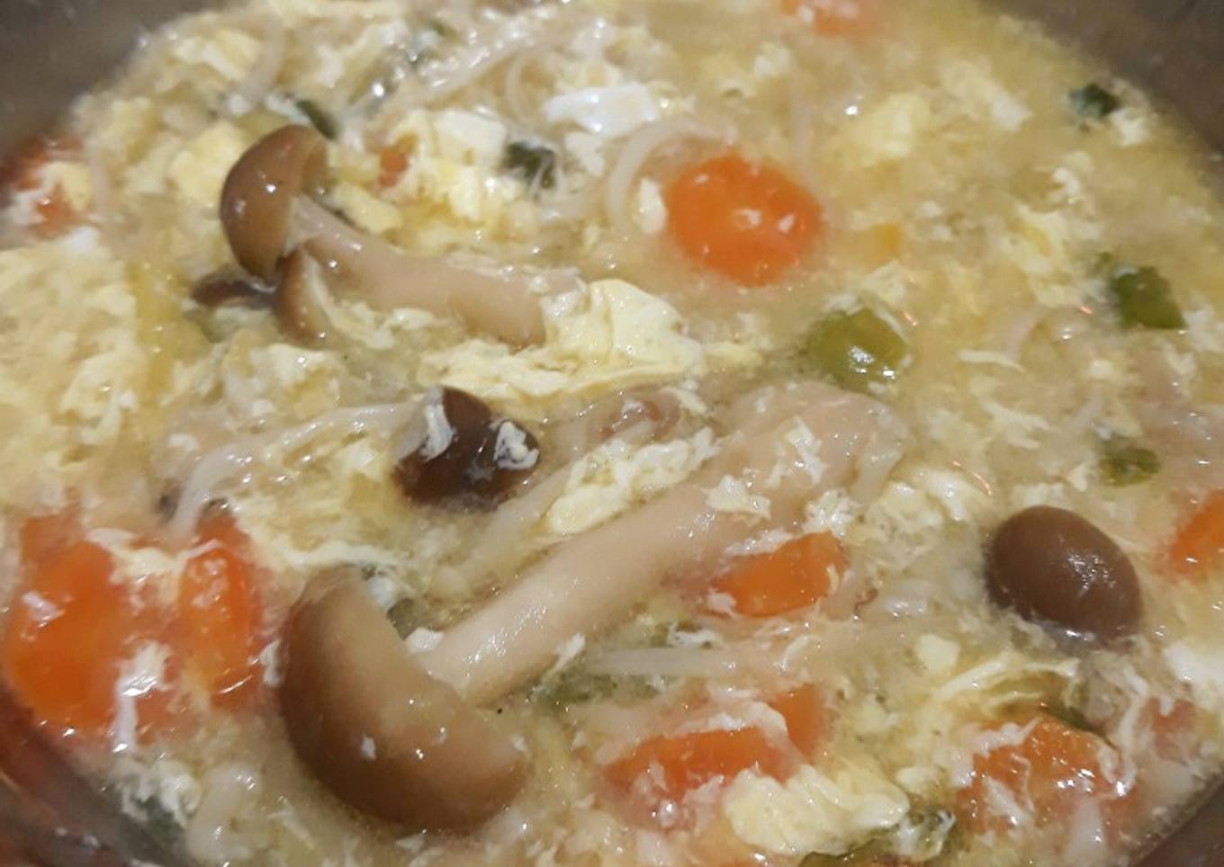 Sup Telur dengan Jamur (Egg drop Soup) #Vegetarian