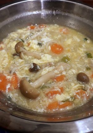 Foto resep Sup Telur dengan Jamur (Egg drop Soup) #Vegetarian