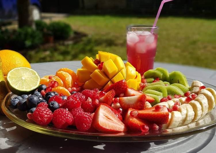 Recipe of Quick Summer Fruit Platter &amp; Pomegranate Juice