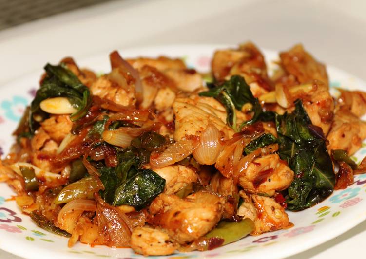 Recipe of Any-night-of-the-week Basil chicken- quick and yum