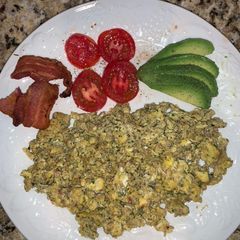 Scrambled Eggs with Jalapeño Popper Stuffing A picture of Scrambled Eggs with Jalapeño Popper Stuffing.