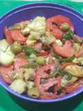 Ensalada de patata, tomate y pimiento