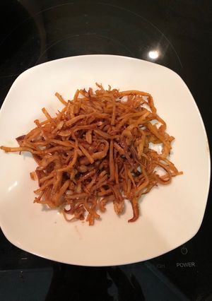 Hình của món Mực khô xào mắm tỏi.
