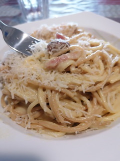 Una foto de 81. Espaguetis a la carbonara con Portobello