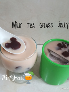 Foto resep Milk Tea Grass Jelly Bubble (Easy Bubble Milk Tea)