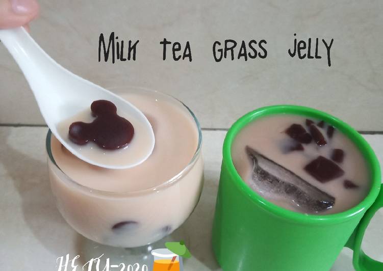 Cara Gampang Menyiapkan Milk Tea Grass Jelly Bubble (Easy Bubble Milk Tea), Lezat Sekali