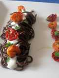 Tagliolini al cacao con gamberi stracchino e pomodorini