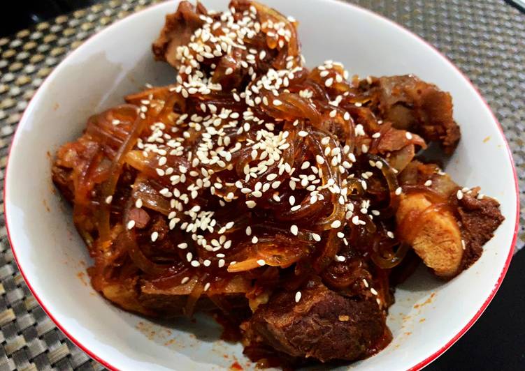 Resep Spicy Galbi Jjim 갈비찜 - Korean Braised Beef Short Ribs, Bikin Ngiler