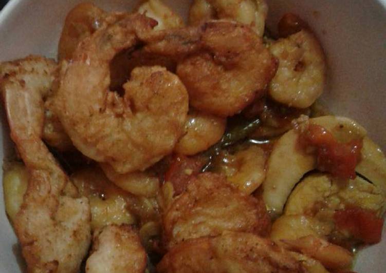 Tumis udang + telur kecap