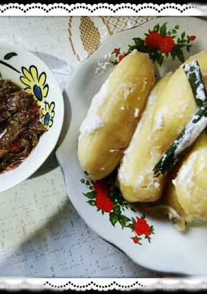 Foto resep Pisang Rebus Santan + Dabu Dabu Roa (Manado)