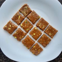A picture of Gulkand Coconut Burfi.