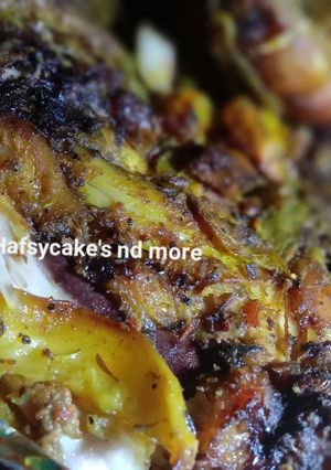 A picture of Grill chicken with potatoes.