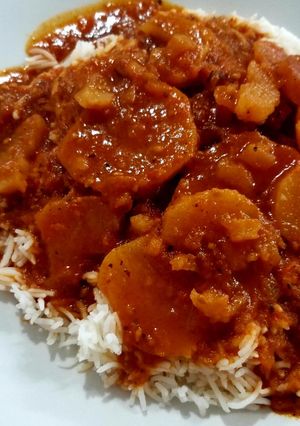 صورة لوصفة يخنة بطاطا حاره مع الارز سهله وسريعه
