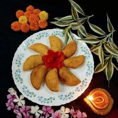 Coconut stuffed Gujiya A picture of Coconut stuffed Gujiya.