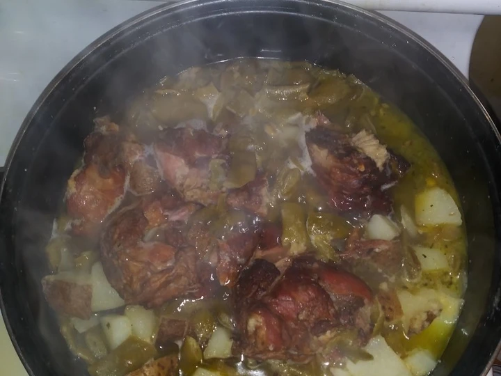 Recipe Italian green beans w/ onion potatoes &amp;amp; turkey tails which Delicious