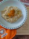 Risotto con crema di funghi e zucca aromatizzata alla cannella