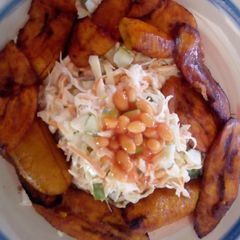 Fried plantain and Coleslaw A picture of Fried plantain and Coleslaw.