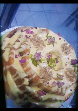 صورة لوصفة كيكة الكاسترد بالجوز