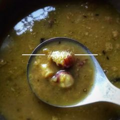 A picture of Mung bean (Dal) with Jackfruit seeds.