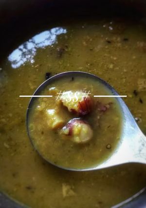 A picture of Mung bean (Dal) with Jackfruit seeds.