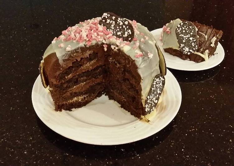 Recipe of Ultimate Chocolate Peppermint Crunch Layer Cake