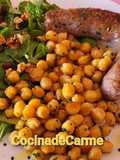 Butifarra asada con garbanzos salteados