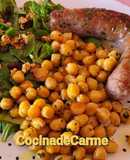 Butifarra asada con garbanzos salteados