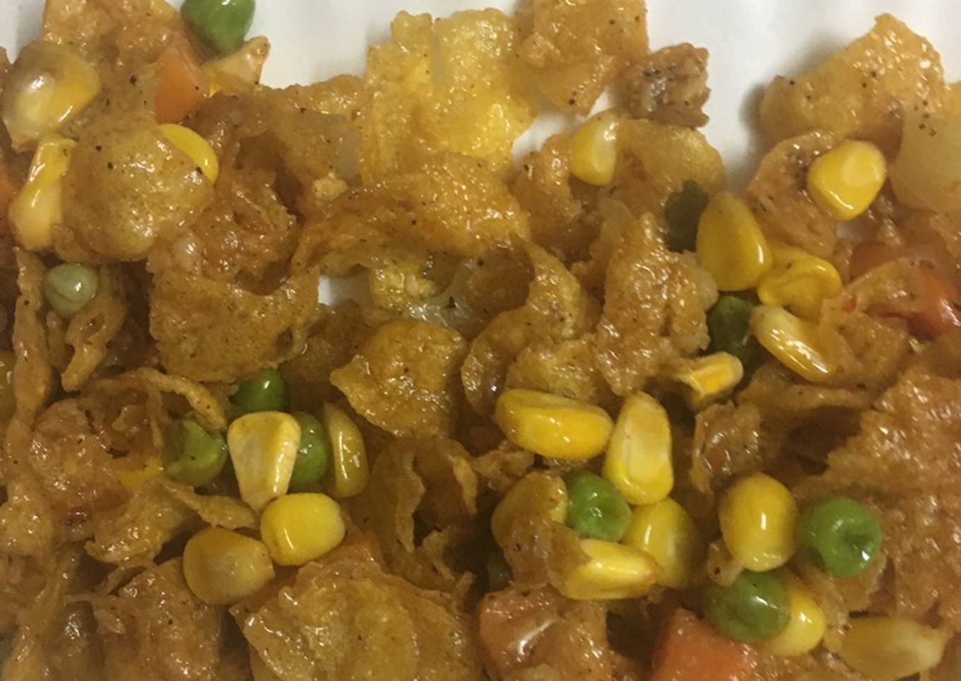 Crispy corn chaat with veggies