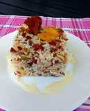 Ensalada de arroz tricolor con almejas al natural