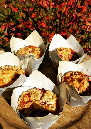 Une photo de Muffins crumble framboises yuzu