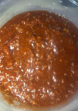 A picture of Coney sauce or sloppy joes.