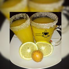 A picture of Agwaluma and orange juice.