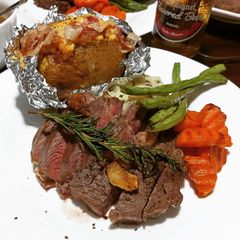 A picture of Steak Night! Sirloin Steak 🥩 w/ sides! 😋.