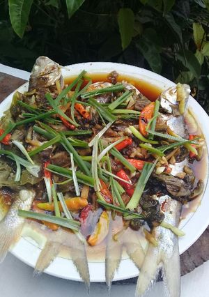 Foto resep Tim ikan senangin dg sawi asin