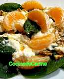 Ensalada de espinacas con mandarina y queso con mermelada de naranja amarga