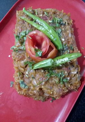 A picture of Baigan bharta.