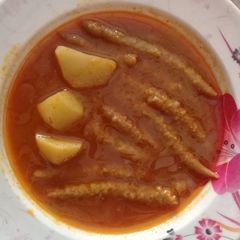 A picture of Bengal gram pakoriyan with potato.