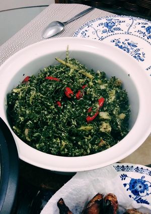 Foto resep Daun Singkong Blender dan Rebung