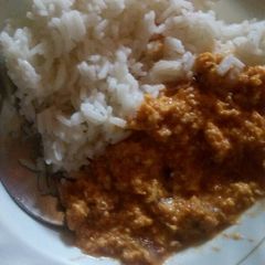 A picture of Rice and eggs.