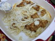 A picture of cheesy fettuccine alfredo