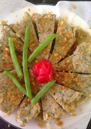 Hình của món Chả cá thác lác chiên cốm.
