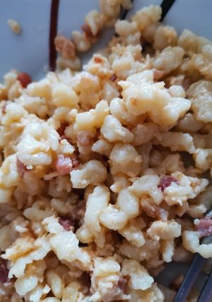 Baconos tojásos nokedli recept fotója