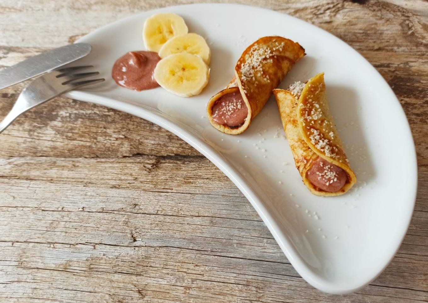 Tortitas de plátano con dulce de leche fit