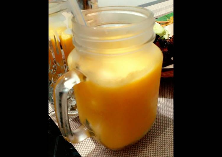 Minuman buka puasa : Jus jeruk + red melon + nata de coco