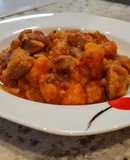 Estofado de solomillo de cerdo con boniato y setas