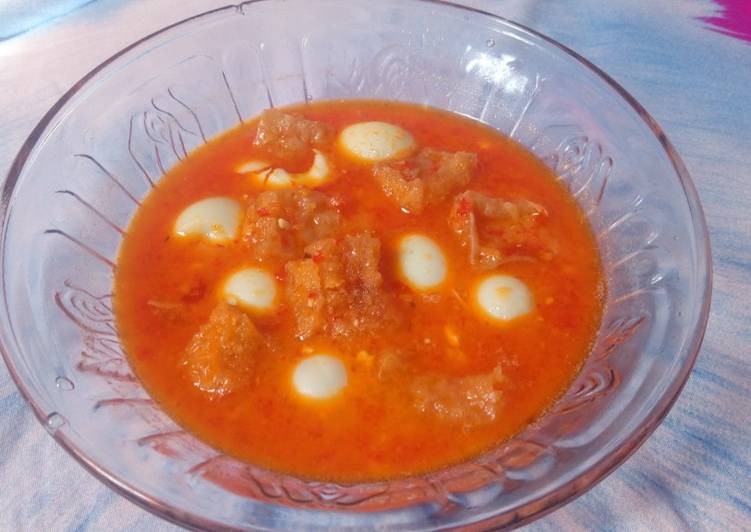 Bagaimana Membuat Kerupuk kulit telur puyuh bumbu merah, Lezat