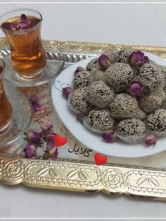 عکسی از دستور توپک خرما و ارده کنجدی 😋