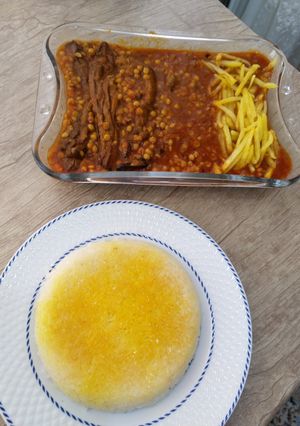 عکسی از دستور قیمه بادمجان سیب زمینی